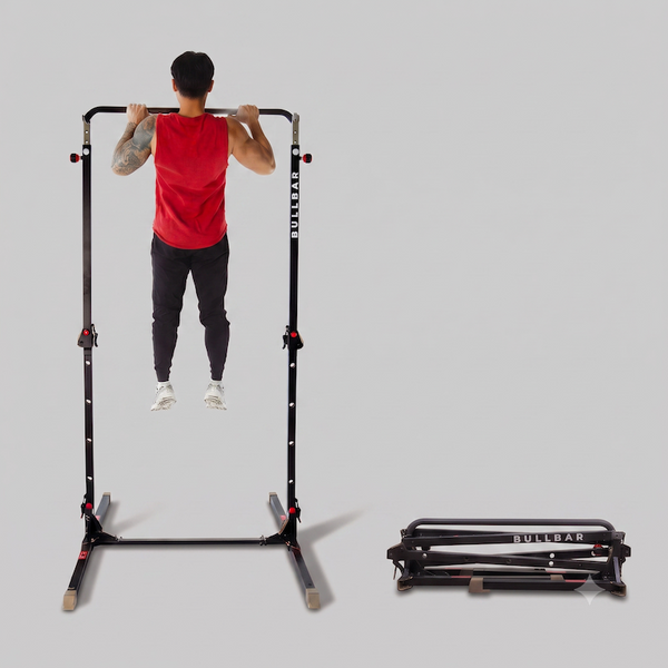 BULLBAR 2.0 EXT – Height Adjustable, Portable Pull-Up Bar and Dip Station, Foldable, Freestanding