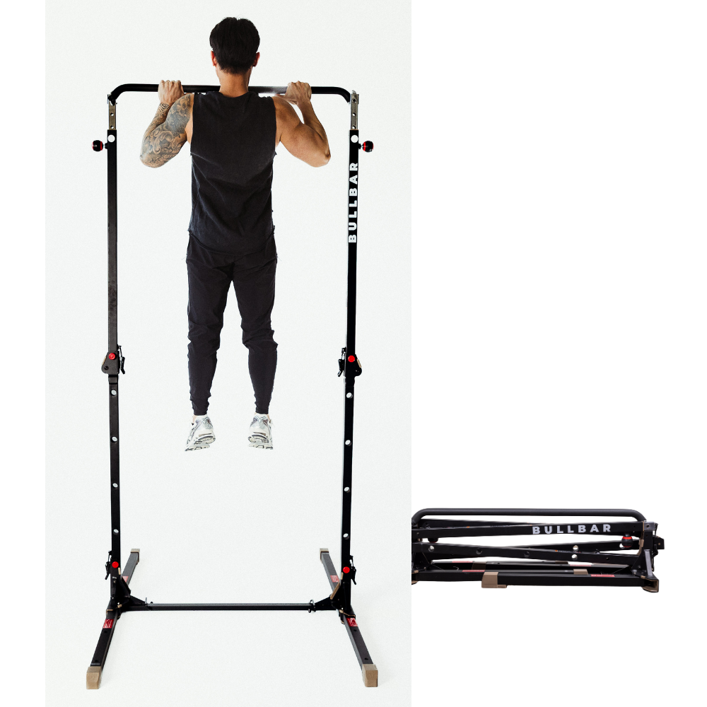 BULLBAR 2.0 EXT – Height Adjustable, Portable Pull-Up Bar and Dip Station, Freestanding